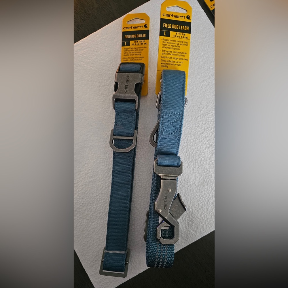 Carhartt Teal Field Dog Collar (L) and Carhartt Teal Field Leash (L)